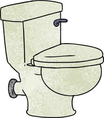 Bir insan tarafından çizilmiş bir tuvaletin el çizimi karikatürü.