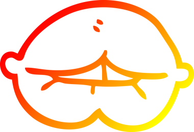 Bir insan tarafından çizilmiş dudağı ısıran çizgi film ağzının sıcak çizgi çizimi.