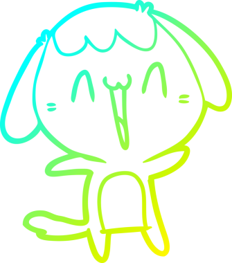 Bir insan tarafından çizilmiş gülen bir köpeğin soğuk gradyan çizimi