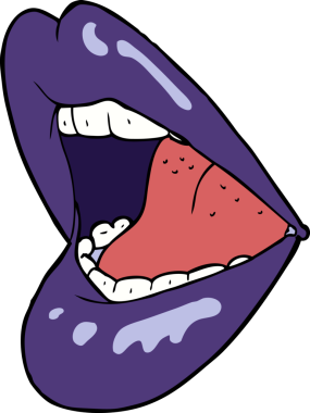 Bir insan tarafından çizilmiş açık ağız çizgi filmi.