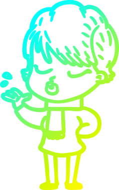 Bir insan tarafından çizilmiş gözleri olan bir karikatür kadın çizimi