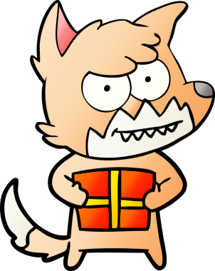 Bir insan tarafından çizilmiş, sırıtan tilki çizgi filmi