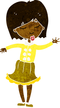 Bir insan tarafından çizilmiş, el sallayan bir kadın.