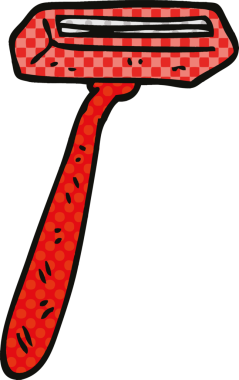 Bir insan tarafından çizilmiş çizgi roman tarzı kullan-at tıraş bıçağı.