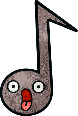 Bir insan tarafından çizilmiş müzikal notanın retro grunge desen karikatürü