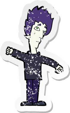 Bir insan tarafından çizilmiş vampir bir çizgi filmin gerilimli yapıştırması.