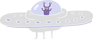 Bir insan tarafından çizilen uçan dairenin düz renk çizimi