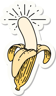 Bir insan tarafından çizilmiş soyulmuş muz dövmesi çıkartması.