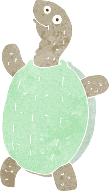 Bir insan tarafından çizilmiş mutlu bir kaplumbağa.