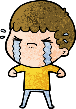 Bir insan tarafından çizilmiş ağlayan çizgi film adamı.