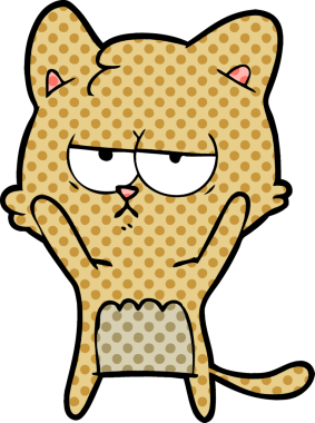 Bir insan tarafından çizilmiş sıkıcı çizgi film kedisi.