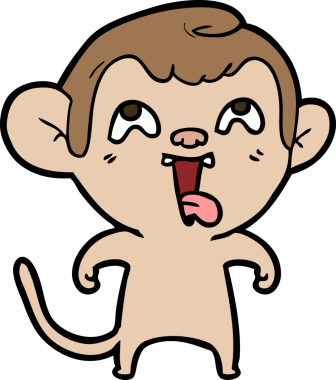 Bir insan tarafından çizilmiş çılgın çizgi film maymunu