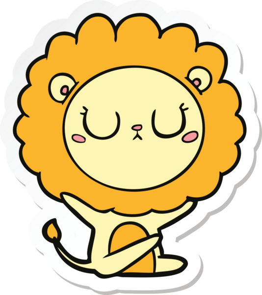 Bir insan tarafından çizilmiş karikatür aslanının çıkartması.