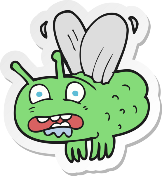 Bir insan tarafından çizilmiş bir sineğin çıkartması.