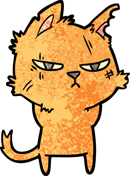 Bir insan tarafından çizilmiş sert çizgi film kedisi.