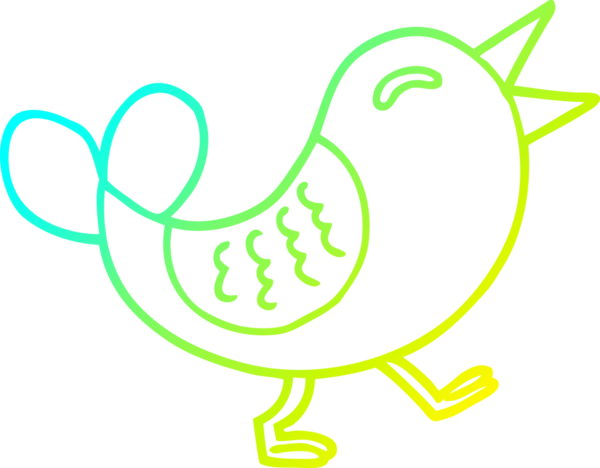 Bir insan tarafından çizilen mavi kuşun soğuk gradyan çizgisi.