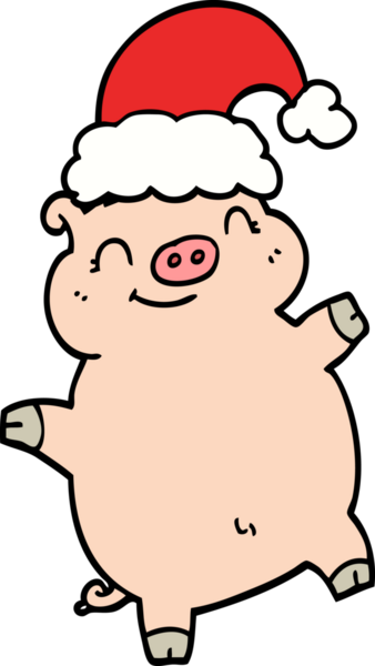 Bir insan tarafından çizilmiş mutlu noel domuzu çizgi filmi.