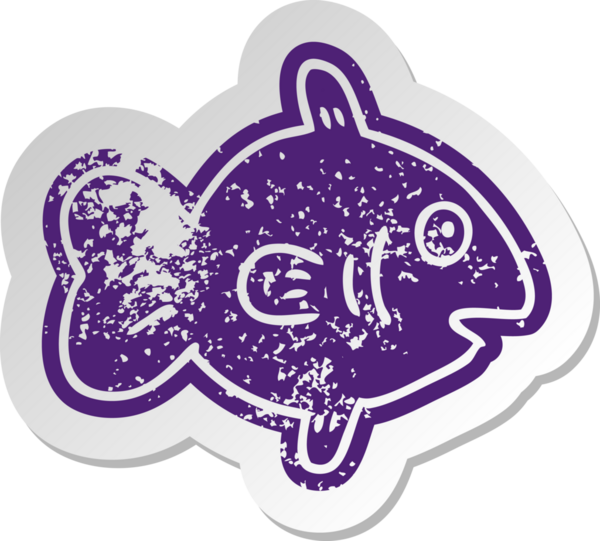 Bir insan tarafından çizilmiş eski bir deniz balığının karikatür çıkartması.