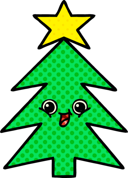 Bir insan tarafından çizilmiş bir Noel ağacının çizgi romanı.