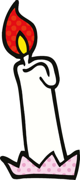 Bir insan tarafından çizilmiş çizgi roman tarzı doğum günü mumu.