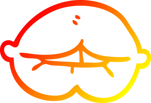 Bir insan tarafından çizilmiş dudağı ısıran çizgi film ağzının sıcak çizgi çizimi.