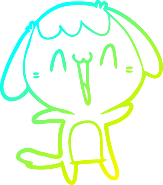 Bir insan tarafından çizilmiş gülen bir köpeğin soğuk gradyan çizimi