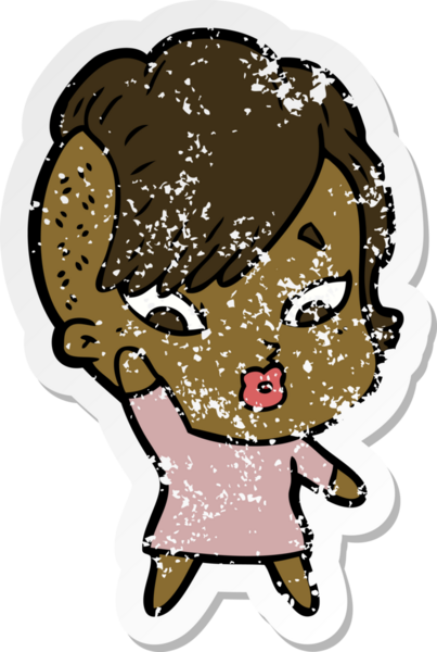 Bir insan tarafından çizilmiş üzgün bir karikatür çıkartması.