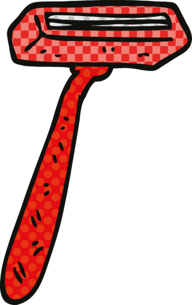 Bir insan tarafından çizilmiş çizgi roman tarzı kullan-at tıraş bıçağı.