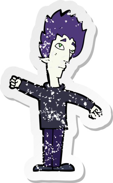 Bir insan tarafından çizilmiş vampir bir çizgi filmin gerilimli yapıştırması.