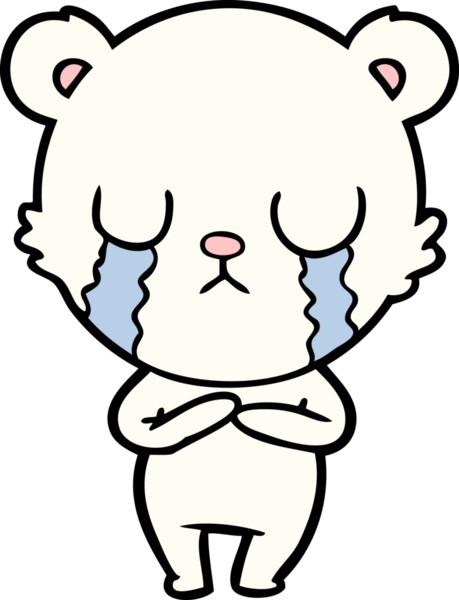 Bir insan tarafından çizilmiş ağlayan kutup ayısı çizgi filmi.