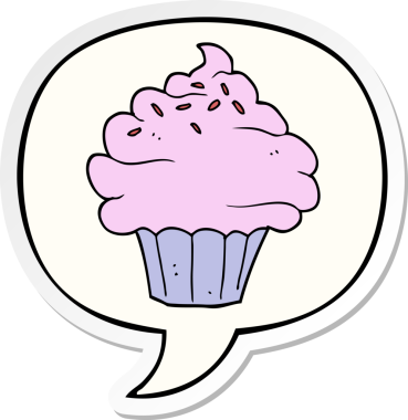 Bir insan tarafından çizilmiş baloncuk çıkartmalı çizgi film keki.