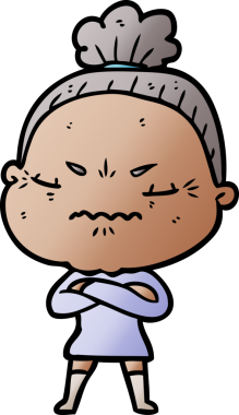 Çizgi film bir insan tarafından çizilmiş yaşlı bir kadın tarafından rahatsız edildi.