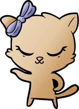 Bir insan tarafından çizilmiş sevimli çizgi film kedisi.