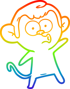 gökkuşağı gradyan çizgi çizimi bir insan tarafından çizilmiş bir maymun şaşırttı