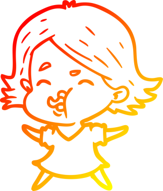 Bir insan tarafından çizilmiş bir çizgi film kızının sıcak çizgi çizimi.