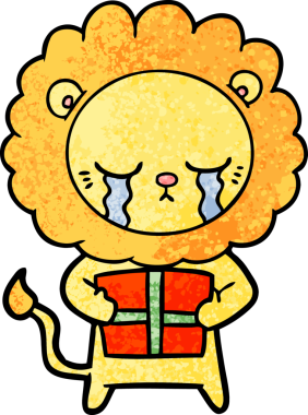 Bir insan tarafından çizilmiş ağlayan çizgi film aslanı.