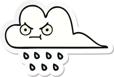 Bir insan tarafından çizilmiş şirin bir yağmur bulutunun çıkartması.