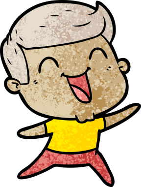 Bir insan tarafından çizilmiş gülen çizgi film adamı.