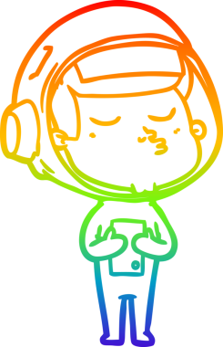 gökkuşağı gradyan çizimi bir çizgi insan tarafından çizilmiş kendinden emin astronot