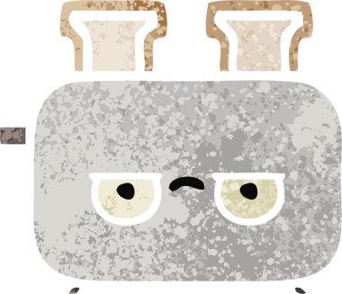 Bir insan tarafından çizilmiş bir tost makinesinin retro çizim stili karikatürü