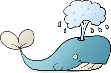 Bir insan tarafından çizilmiş serbest çizim karikatür balinası.