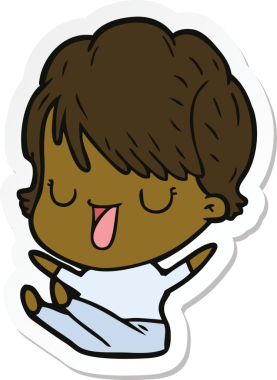 Bir insan tarafından çizilmiş bir karikatür kadının çıkartması.