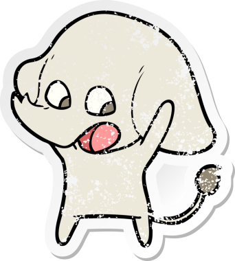 Bir insan tarafından çizilmiş şirin bir filin sıkıntılı çıkartması