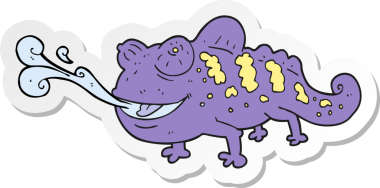 Bir insan tarafından çizilmiş bir bukalemunun çıkartması.