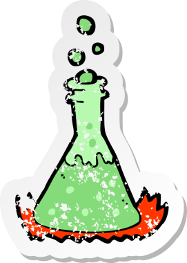 Bir insan tarafından çizilmiş köpüren kimyasalların gerilimli retro yapıştırması.