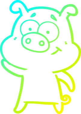 Bir insan tarafından çizilmiş mutlu çizgi film domuzu çizimi.