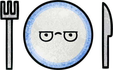 Bir insan tarafından çizilmiş yemek tabağının retro grunge deseni.