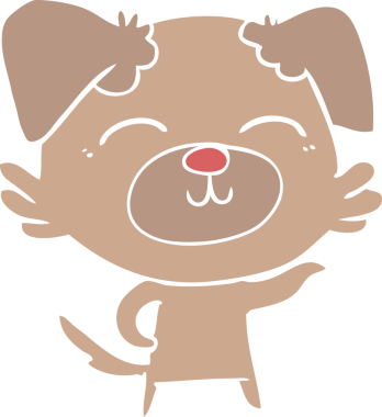 Bir insan tarafından çizilmiş düz renkli çizgi film köpeği.