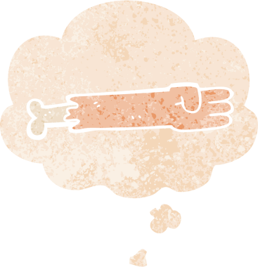 grunge 'da düşünce baloncuğu olan karikatür zombi kolu bir insan tarafından çizilmiş tedirgin edilmiş eski tarz.