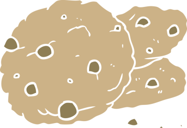 Bir insan tarafından çizilmiş düz renkli çizgi film kurabiyeleri